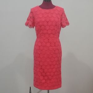 LAST CHANCE NWT Talbots coral pink eyelet sheath dress size 6